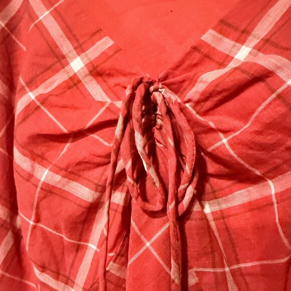 Light & breezy, Flouncy Double-layered Diagonal Plaid Nine West Blouse S 14 - Picture 5 of 9